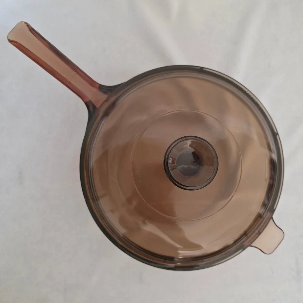 Visions Corning Amber Glass Saucepan 2.5L with Lid Made in USA  NWOT